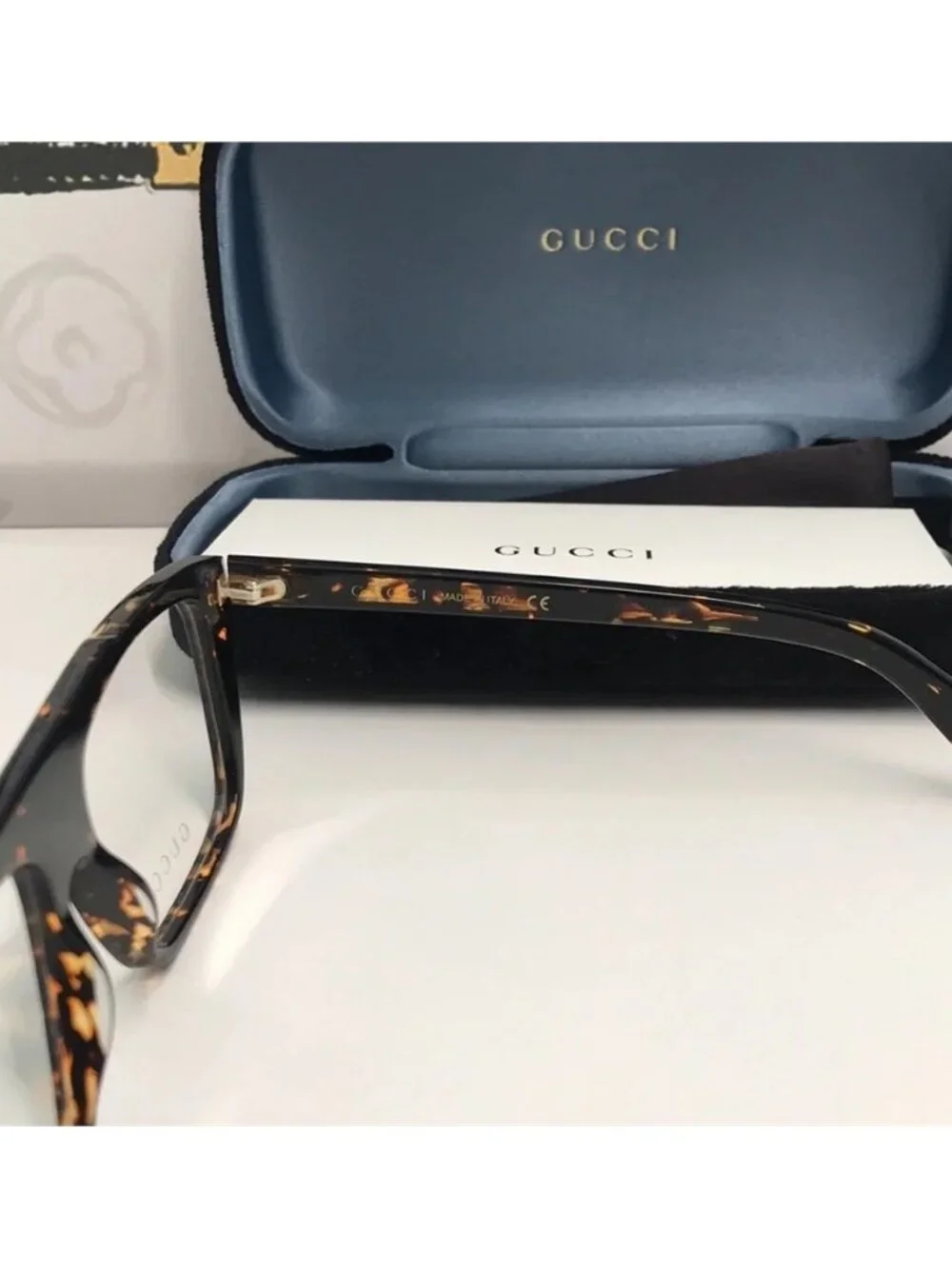 New Authentic Gucci Tortoiseshell Square Glasses GG1040o 002